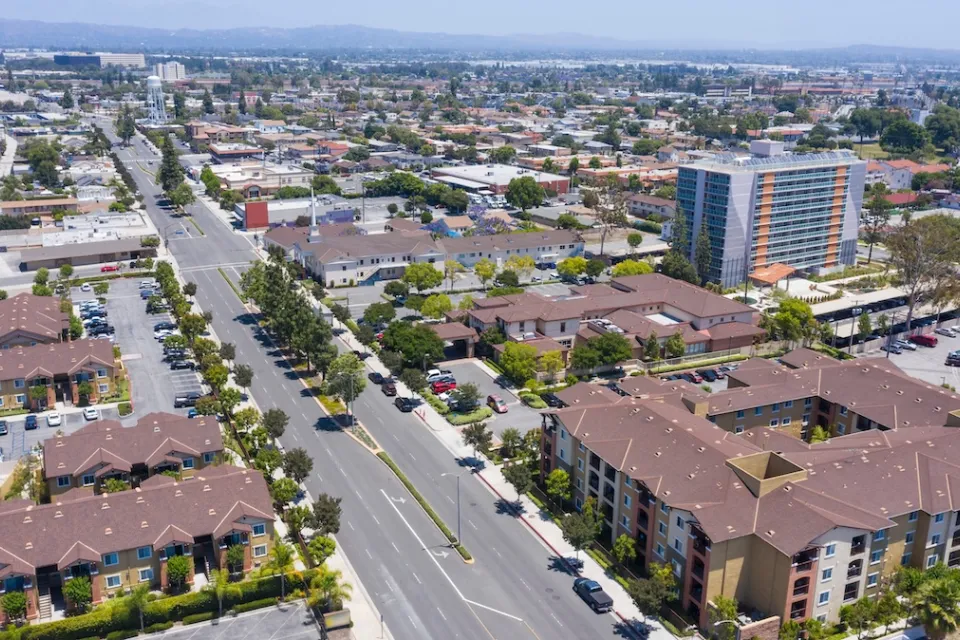 Aerial view of Norwalk, California.